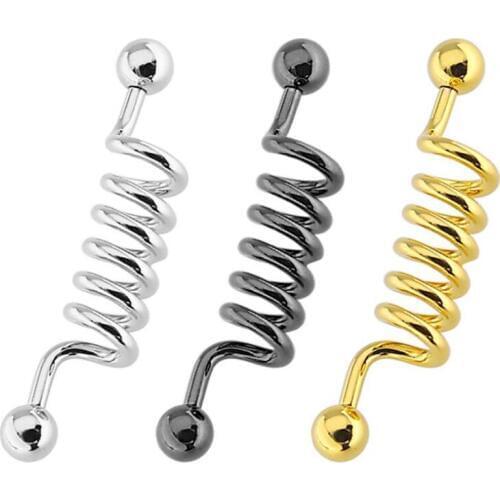 1 Piece 14G Stainless Steel Spiral Long Straight Industrial Barbell Rings Tragus Ear Piercing Bar Lips Body Jewelry