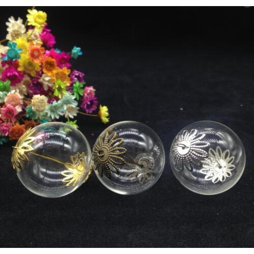 10sets 30mm double hole glass globe ball beads flower cap set glass vial diy pendant glass bottle dome necklace pendant jewelry