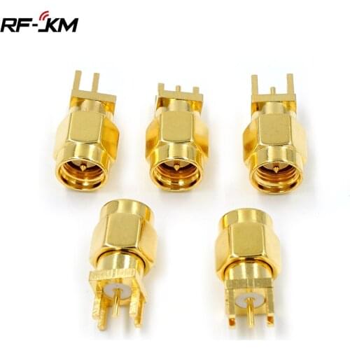 2/5/10Pcs SMA Male Solder Nut Edge PCB Clip Straight Mount Gold Plated RF Connector Receptacle Solder