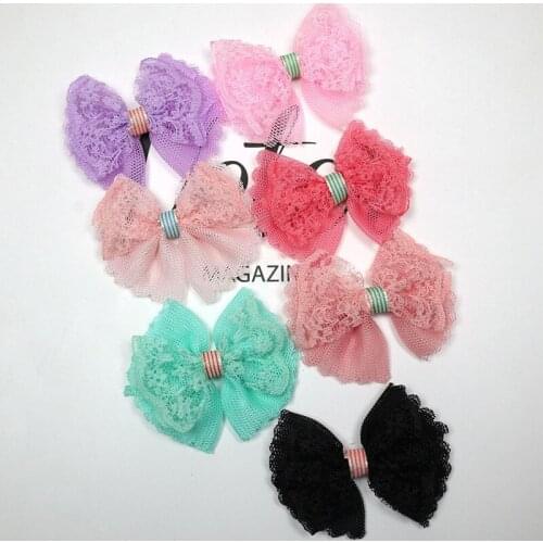 20Pcs 5.5cm Colored Double Layer Lace Gauze Bowknot DIY Crafts Supplie Wedding Party Decor Sewing Headwear Accessories Appliques