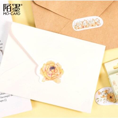 46pcs Box plant stickers orange Rose story DIY Mini fresh hand account Packaged Scrapbook collection 4CM