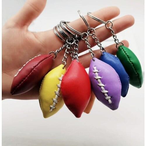 5 pcs Hand-stitched leather football sporting goods gift with mock football key chain pendant