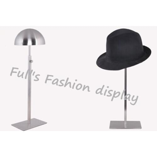 Free shipping best selling matte Stainless Steel adjustable Hat show stand wig rack Metal Hat Display stand holder 5pcs