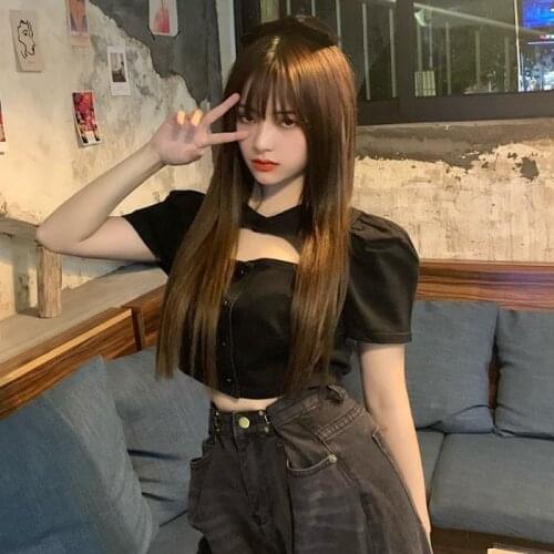 Blouse Women Shirt Hollow Puff Sleeve Denim Blusas Mujer De Moda