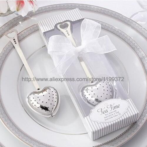 Fast DHL Free shipping 100pcs/lot wedding gift TeaTime Heart Tea Infuser Favor in Teatime Gift Box
