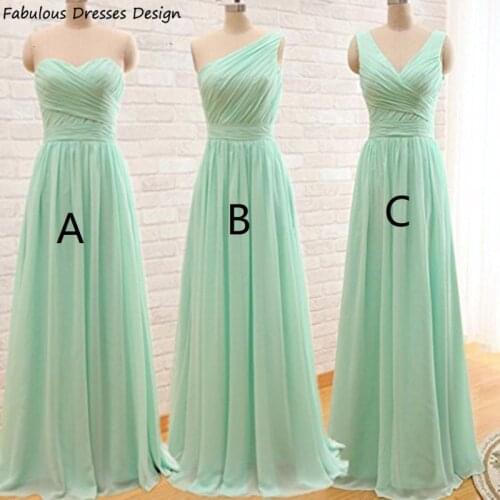 Elegant Mint A Line Bridesmaid Dresses Long Strapless Sweetheart Pleat Chiffon Wedding Party Dress Maid Of Honor
