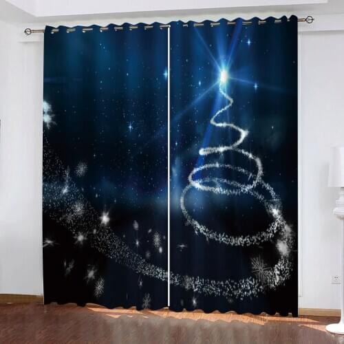 Custom blue christmas curtains 3D Blackout Curtains For Living room Bedding room Drapes Cotinas para sala