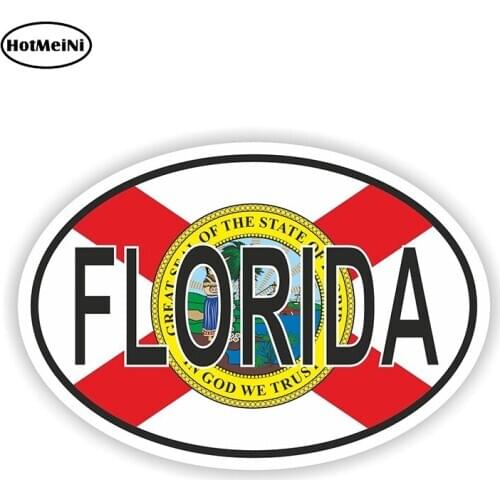 HotMeiNi 13cm x 8.8cm FLORIDA STATE OVAL WITH FLAG STICKER USA UNITED STATES Bumper Decal Car Sticker Waterproof Accessories