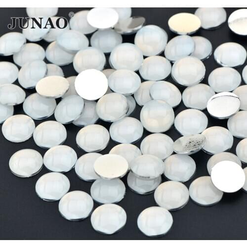 JUNAO 4mm 12mm Neon White Round Flatback Rhinestone Cabochons Nail Crystal Stone Stickers Glitter Strass Diamond for Decorations