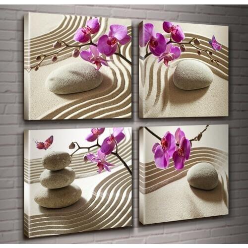 Canvas Painting Wall Art Spa Wall Decoration Butterfly Orchid Painting Zen Spa Zen Stone Artist Residence Decorative Painting
