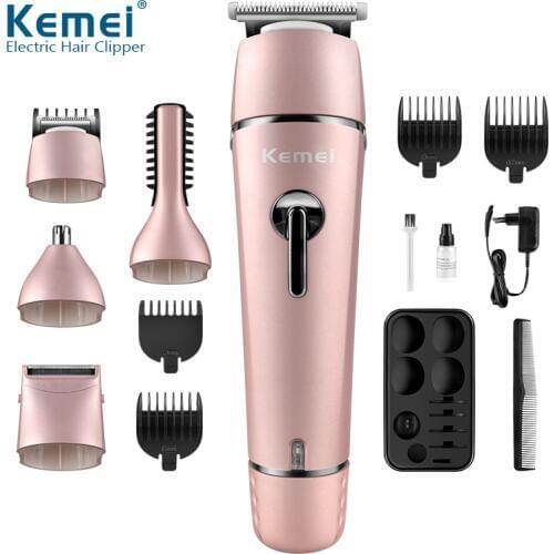 Kemei 5 In 1 Washable Professional Hair Clipper Electric Hair Trimmer Nose Ear Body Beard Trimmer Shaver For Men And Kid