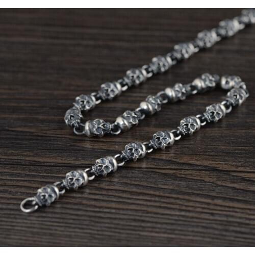 925 Sterling SIlver Chain Necklace Men Neck Skeleton Big Luxury Jewelry Vintage Neo Gothic Male Necklaces Punk Thick Silver