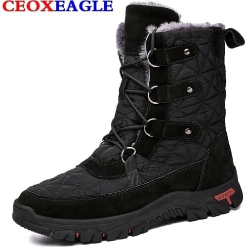 Men Winter Boots Water Resistant Mens Sneakers Outdoor Activities Snow Work Leather Boots Male Footwear Men Shoes Warm Boots