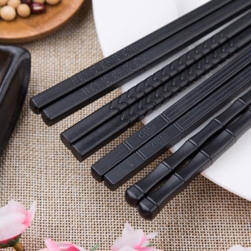 5PCS Set Japanese and Korean Tableware Hotel Family Alloy Chopsticks Gifts Kids Chopsticks Black Chopsticks