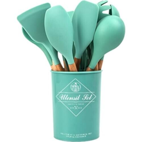 11PCS Silicone Kitchen Utensil Set Home Spoon Shovel Spatula Egg Beater Cooking Heat-resistant Cooking Tools