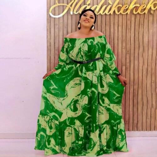 2021 New African Off Shoulder Summer Evening Dresses Dashiki Plus Size Robe Boubou Africain Maxi Dress Outfit Womens Clothing