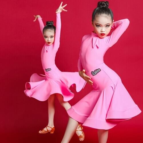 2020 New Children Latin Dance Dress Girls Sleeveless Top Skirts Suit Ballroom Dance Performance Competition Stage Wear DL6683