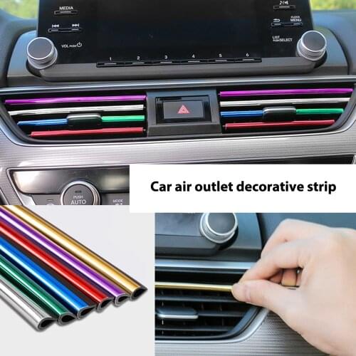 10Pcs Chrome Styling Moulding Car Air Vent Trim Strip Air Conditioner Outlet Grille Decoration U Shape Trim Strips Car-Styling