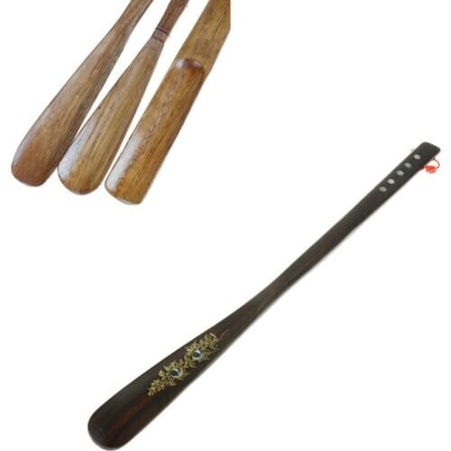 1pc 32-55cm Wooden Shoe Horn Flexible Long Handle Shoehorn Useful Shoe Lifter Professional Shoe Spoon Home Tools