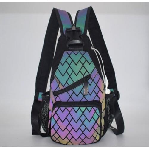2021 New Geometric Rhombic Backpack Versatile Double Shoulder Mens & Womens Colorful Luminous Single Shoulder Heart Type