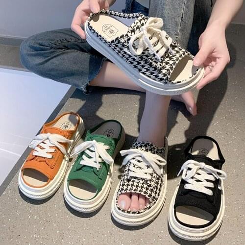 Women Vulcanize Shoes Open Top Slippers Women Outdoor Summer Shoes Woman Slides Woman Slippers Platform Causal Sandal for Female