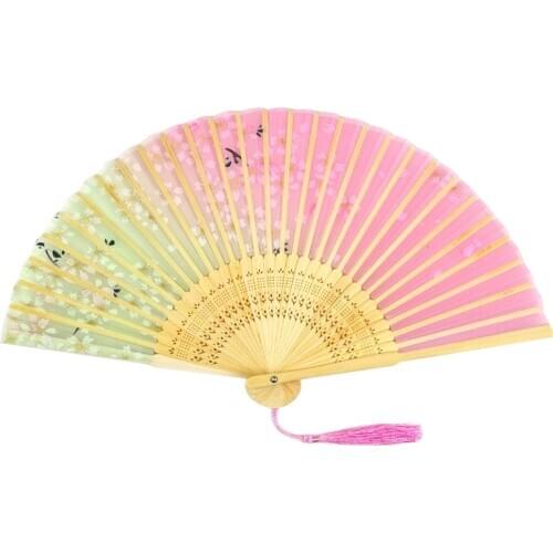 Folding Fans Handheld Fans Bamboo Fans Womens Hollowed Bamboo Hand Holding Fan