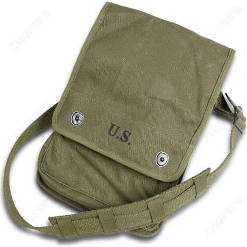 WWII WW2 Us Army Usmc Soldier Military Field Map Bag Pack Green & Shoulder Strap Soldier Military War Reenactments
