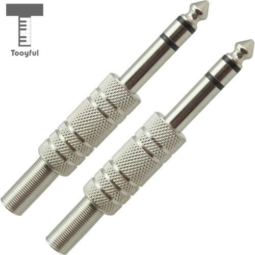 Tooyful 2Pcs 1/4'' 6.35mm Jack Cable Plugs Audio Cable Amp Cpnnector for Guitar Bass