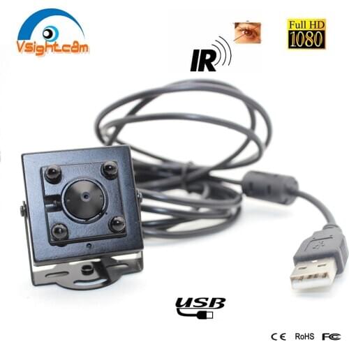 Vsightcam 1080P 34*34MM USB Camera Mini Infrared Night Vision Webcam HD IR 4pcs 940 led Sueveilance Camera For Industry