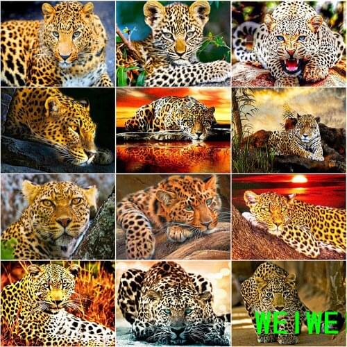 Weiwei Diamond Painting Leopard Full Square 5D DIY Diamond Embroidery Cross Stitch Animals Rhinestone Mosaic Home Decor Handicra