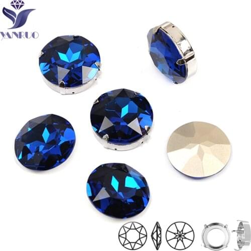 YANUO 1201 Rivoli 27mm Capri-Blue Pointback Fancy Stones Sewing Gems Glasss Rhinestones Wedding Dresses For Craft Jewelry