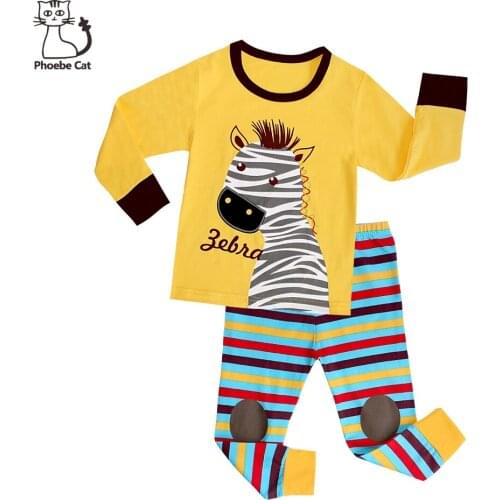 Phoebe Cat 100 Cotton Boys Girls Zebra Animal Pajamas Christmas Pajamas Long Sleeve Boys Pajamas Pyjamas Kids for 2-7 Years