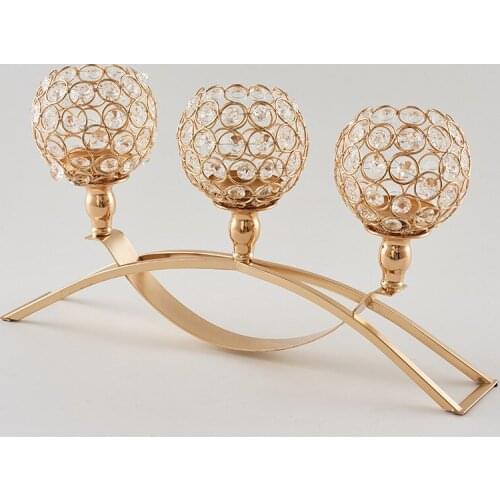 Gold Europe Romantic Crystal Candle Holders Glass Metal Modern Luxury Candelabra Kaarsenhouder Christmas Decorations BS50CH