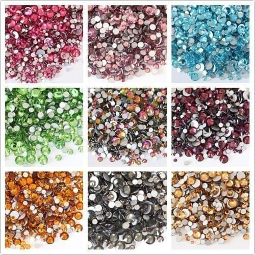 100pcs Cute Crystal Mix-Sizes Round Flatback Crystal Nail Rhinestone Mix of Different Sizes