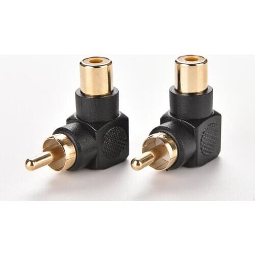 2PC Black Right Angle RCA Male to Female Adapter 90 Degree M/F RCA Connector Converter Audio AV RCA Plug Extender