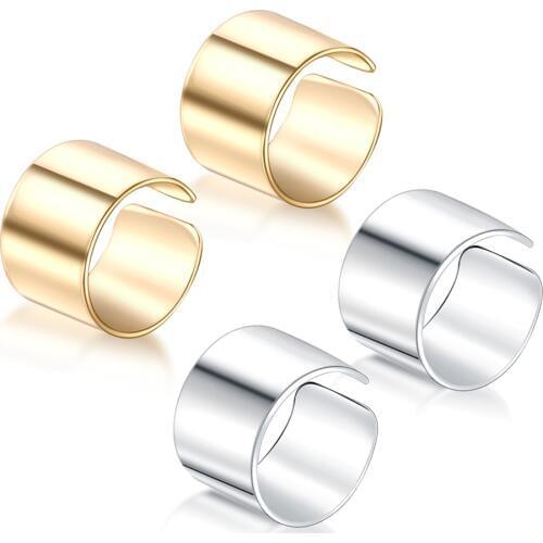 2pcs/lot Alloy Ear Clip Cuff Wrap Fake Earrings Stud Hoop Non Pierced Ear Cartilage Clip-On Closure Helix Ring Piercings Jewelry
