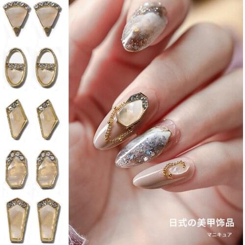 5Pcs 3D Metal Zircon Nail Art Jewelry Japanese Decorations Marble Crystal manicure Diamond Charms Tips