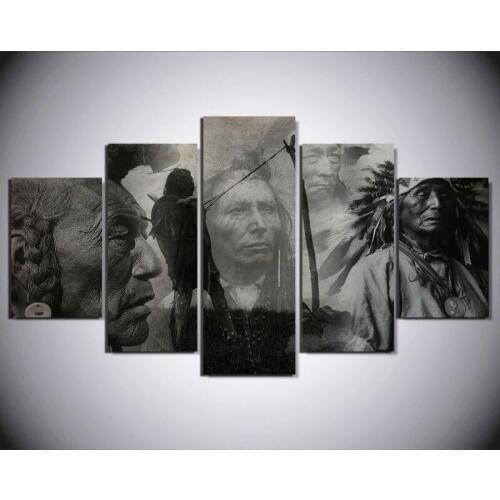 5pcs Indian people Rhinestone mosaic Diamond Embroidery primitive black white wall art Diamond Painting Cross Stitch Full Round