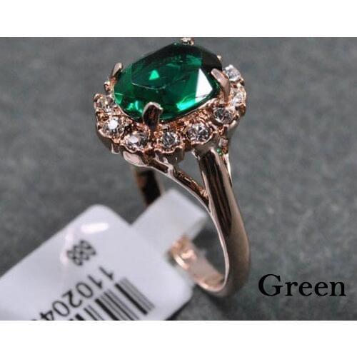 Alisouy New Brand Green Crystal Big Rings For Women Gold Color Ring Fashion Jewelry Nickel top quality Finger Ring Free shipping