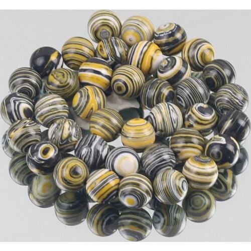 Yellow Black Synthetic Malachite Stone Beads Loose Spacer Beads For Jewelry Making DIY Bracelet&Necklace 4/6/8/10/12mm 15"