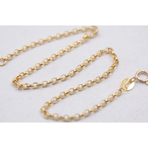 Solid 18k Yellow Gold Bracelet Fine Jewelry Luck Rolo Cable Chain Link Bracelet 0.8-1g