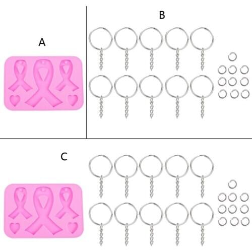 Handmade AIDS Cancer Awareness Bow Keychains Resin Mold Silicone Red Ribbon Bow Epoxy Resin Mold Jewelry Making Tools