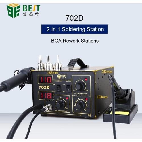 BST-702D Constant Temperature Digital Display Hot Air Soldering Station Adjustable Soldering Iron Heat Gun BGA Rework Stations