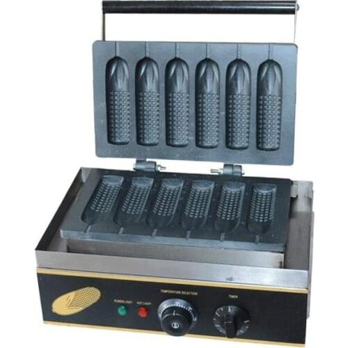 Fast shipping 220-240v or 110v Corn Shaped Hot dog Waffle Maker 6 pcs/plate Lolly Waffe machine