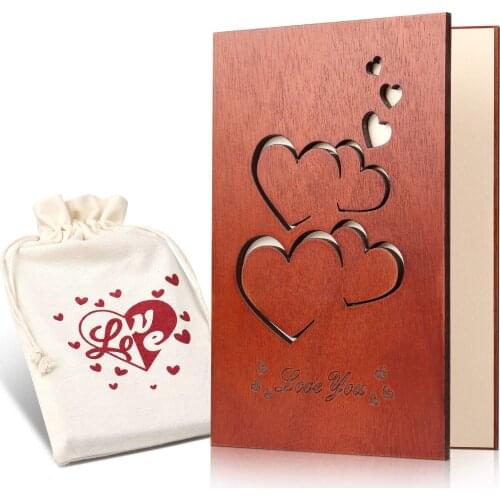 Wooden Greeting Card with Unique Gift Box,Birthday, Wedding, Engagement, Anniversary Card for Husband Or Wife