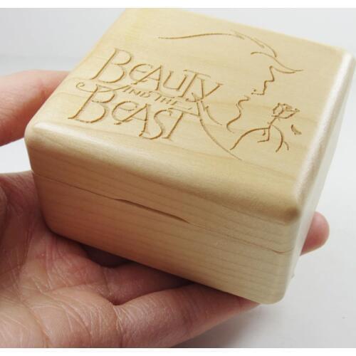 Wood wind up music box Beauty and the Beast (Tale as old as time) special gifts
