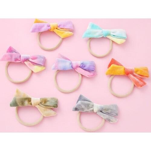 Baby Headband Nylon Girls Bow Hair Accessories Tie Dye Hairband For Children Velvet Head Bands Traceless Infant Princess Bandage