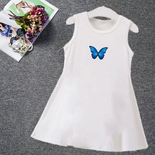 Baby Girls Dresses Summer Dress Kids Sleeveless Cute Magic Butterfly Print O-neck A-line Dress Summer Princess Dresses For Girls