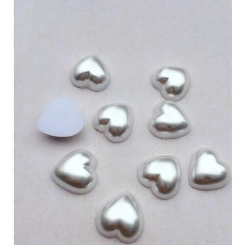 DIY 12mm 60PCS/lot white Half heart pearl Nail art decals Jewelry wedding decoration