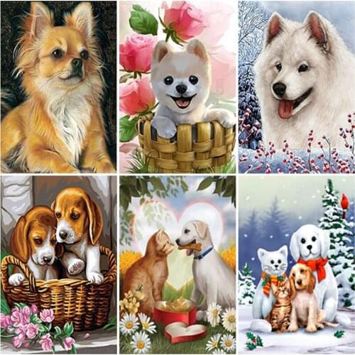 DIY Dog 5D Diamond Painting Full Square/Round Drill Animal Diamond Embroidery Cross Stitch Mosaic Home Decor Handmade Hobby Gift